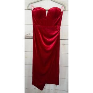 Yumi‎ Kim Bright Red Velvet Strapless Dress Holiday Party Sz SM Anthropologie